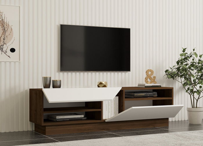 Hanah Home Soporte de TV Koza Nogal y Blanco Hanah Home Soporte de TV Koza Nogal y Blanco